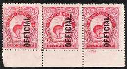 OFFICIAL 1907-11 6d Bright Carmine-pink Perf 14, SG O64, Mint Strip Of Three With Sheet Margin At Base, A Spectacular An - Otros & Sin Clasificación