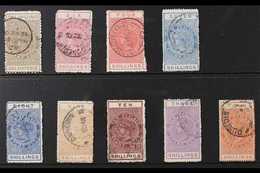 POSTAL FISCALS 1903-1907 USED KEVII ERA " QV Tall Type" Collection Presented On A Stock Card That Includes 1903 Perf 11  - Autres & Non Classés