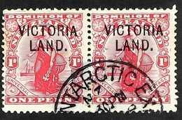 VICTORIA LAND 1911-13 1d Carmine, SG A3, Very Fine Used PAIR. For More Images, Please Visit Http://www.sandafayre.com/it - Sonstige & Ohne Zuordnung