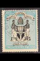 1895 £25 Black And Blue-green No Wmk, SG 31, Very Fine Used With 'SP 1 95 TSHIROMO' Cds, A Light Crease Clear Of The Des - Nyassaland (1907-1953)