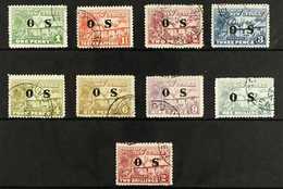 OFFICIALS 1925-31 Native Village With "O S" Overprints Complete Set, SG O22/30, Fine Cds Used, Fresh. (9 Stamps) For Mor - Papua-Neuguinea