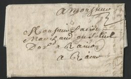 1694 MEUSE Lettre Datée De Ligny Et Adressée à Reims Avec La Taxe Manuscrite "3" - ....-1700: Precursors