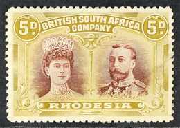 1910-13 5d Purple-brown & Olive-yellow Double Heads With GASH IN EAR Variety, SG 141a Var, Mint, Corner Crease, Scarce.  - Other & Unclassified