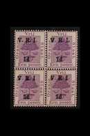 ORANGE FREE STATE 1900 1d On 1d Purple, Raised Stops, Variety "surcharge Double", SG 113h, Superb Mint Block Of 4 (2og,  - Non Classés