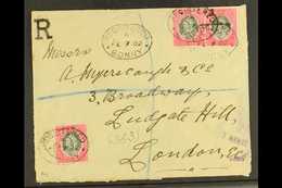1902 Env Registered To London Bearing Three 1901-02 1d Stamps (SG 2) Tied By Oval "Registered Bonny" Cancels, Violet Lon - Nigeria (...-1960)