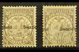 1889-90 ½d Grey, Perf 12½ Overprinted SG 4, Straddled Misplaced Overprints Mint And Used (some Age Marks On This), Strik - Swasiland (...-1967)