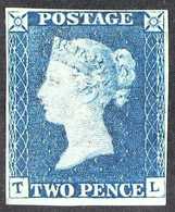 1840 2d Deep Full Blue 'TL' Plate 1, SG 4, Apparently Unused Example With 4 Margins And Strong Rich Colour. In Our Opini - Altri & Non Classificati