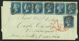 1853 (2 Aug) EL With Side Flaps Missing Sent From London To Eagle, Clinton County, Michigan Bears A Spectacular Franking - Altri & Non Classificati