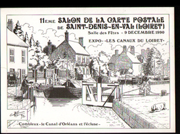 45, 11 ème Bourse De Cartes Postales,St Denis En Val,9-12-1990, Theme Les Canaux Du Loiret - Bourses & Salons De Collections