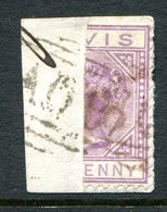 Nevis - St Kitts & Nevis - 1879-80 QV - Wmk. Crown CA - 1d Lilac-mauve - Bisect On Piece Used (SG 26a) - St.Christopher-Nevis-Anguilla (...-1980)