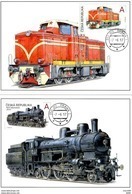 Tchequie 2017 Jeu De 2 Cartes Maximum Locomotives à Vapeur , à Crémaillère / Trains Maximum Cards - FDC