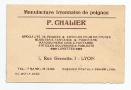 Carte De Visite Manufacture Lyonnaise De Peignes Lyon 1 Rue Grenette , écrite Du 28 Mai 1940 - Cartoncini Da Visita