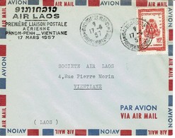 Air Laos 1957 Phnom Penh Vientiane Avion Aviation - 1960-.... Brieven & Documenten