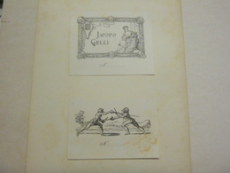 Lot De 2 Ex-libris Illustrés XIXème - Thème Escrime - JACOPO GELLI - Ex Libris