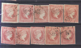 Año 1856 Edifil 48 Isabel II 10 Sellos Matasellos Varios - Gebraucht