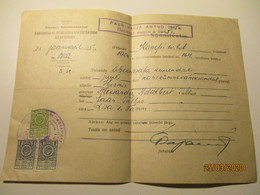USSR RUSSIA ESTONIA WW II 1945 DOCUMENT WITH 1  AND 3 RUBLES REVENUE STAMP  , O - Fiscali