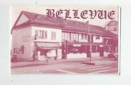 Carte De Visite Double Café Restaurant Bellevue 215 Route De Vernier Suisse - Cartes De Visite