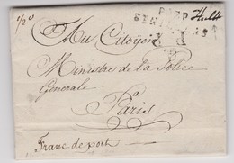 Lettre HULST - Bureau Distribution HOLLANDAIS P92P + P.P. Franc De Port Via St-NICOLAS à PARIS 8 Pluviose - SUPER Et RRR - 1794-1814 (French Period)
