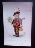 Carte Postale Ancienne - Illustration Willi Scheuermann - Homme Avec Bouquet De Fleurs ( Joyeux Anniversaire) - Scheuermann, Willi
