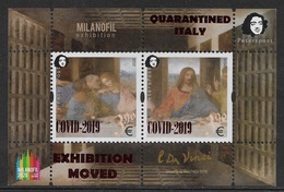 Finland. Peterspost. Quarantined Italy. COVID-2019. Leonardo Da Vinci. Perforated Block With Overprint - Unused Stamps