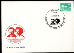 DDR PP18 D2/013 Privat-Postkarte LUXEMBURG LIEBKNECHT Erfurt Sost.1988  NGK 4,00 € - Postales Privados - Usados