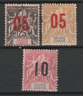 GRANDE COMORE 1912 YT N° 24, 25 Et 28 * - Neufs