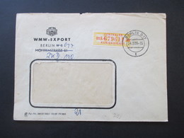 DDR 1958 Dienstpost ZKD Wertstreifen Nr. 17 EF Firmenumschlag WMW Export Berlin 017 Nach Beeskow - Sonstige & Ohne Zuordnung