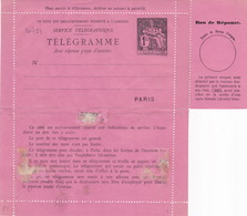 20794# ENTIER POSTAL CARTE LETTRE CHAPLAIN CARTE PNEUMATIQUE AVEC REPONSE PAYEE 1 Franc NOIR SUR ROSE L4 NEUF - Neumáticos