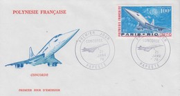 Enveloppe  FDC  1er  Jour   POLYNESIE   1er   Vol   Commercial    Avion    CONCORDE    1976 - FDC