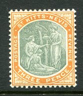 St Kitts & Nevis - 1905-18 Christopher Columbus - Wmk. Mult. Crown CA - 3d Deep Green & Orange HM (SG 18) - St.Christopher-Nevis-Anguilla (...-1980)