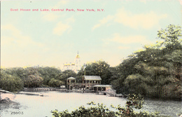 New York City - Boat House And Lake In Central Park - 2 Scans - Central Park