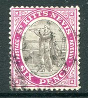 St Kitts & Nevis - 1905-18 Christopher Columbus - Wmk. Mult. Crown CA - 6d Grey-black & Bright Purple Used (SG 19ab) - St.Christopher, Nevis En Anguilla (...-1980)