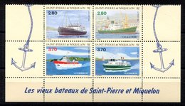 RC 16373 St PIERRE ET MIQUELON COTE 12€ N° 599 / 602 BATEAUX TIMBRES DU BLOC FEUILLET NEUF ** TB MNH VF - Nuevos