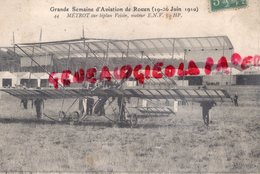 AVIATION - GRANDE SEMAINE ROUEN- 1910- METROT SUR BIPLAN VOISIN - AVIATEUR  AVION - Piloten