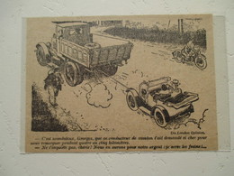 Humour Dépanage Remorquage Camion  Voiture - Coupure De Presse De 1929 - Camions