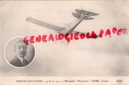 AVIATION -  PERNAY -14 AVRIL 1912- MONOPLAN NIEUPORT - GOBE  - AVIATEUR - AVION - Piloten