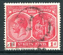 St Kitts & Nevis - 1920-22 KGV - Wmk. Mult. Crown CA - 1d Scarlet Used (SG 25) - St.Christopher, Nevis En Anguilla (...-1980)