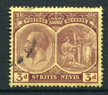 St Kitts & Nevis - 1920-22 KGV - Wmk. Mult. Crown CA - 3d Purple On Yellow Used (SG 29) - St.Christopher, Nevis En Anguilla (...-1980)