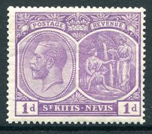 St Kitts & Nevis - 1921-29 KGV - Wmk. Mult. Script CA - 1d Deep Violet HM (SG 39) - St.Christopher, Nevis En Anguilla (...-1980)