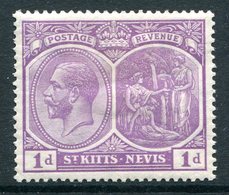 St Kitts & Nevis - 1921-29 KGV - Wmk. Mult. Script CA - 1d Deep Violet HM (SG 39) - St.Christopher, Nevis En Anguilla (...-1980)
