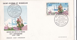 Saint-Pierre-et-Miquelon :  FDC Retour Des Iles à La France Oblitération St Pierre 1966 - FDC