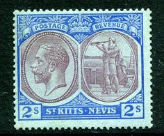 St Kitts & Nevis - 1921-29 KGV - Wmk. Mult. Script CA - 2/- Purple & Blue On Blue LHM (SG 47) - St.Christopher-Nevis & Anguilla (...-1980)