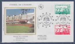 = Palais Du Conseil De L'Europe Enveloppe 1er Jour Strasbourg 10.10.87 Service N°S93 Et S94 - Europese Instellingen