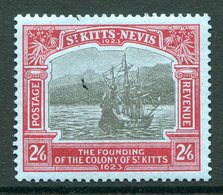 St Kitts & Nevis - 1923 KGV - Tercentenary Of Colony - 2/6 Black & Red On Blue LHM (SG 57) - Mark On Face - St.Christopher-Nevis-Anguilla (...-1980)