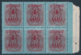 ** 1945 Kisegítő Portó 1P/40f ívszéli Hatostömb Fordított Felülnyomással (216.000) / Postage Due Block Of 6 With Inverte - Sonstige & Ohne Zuordnung