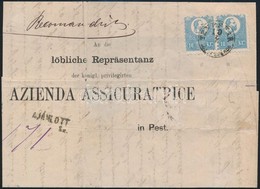 1871 Kőnyomat 10kr Világoskék IV és III Tipusú Pár Túlsúlyos Ajánlott Levélen "TEMESVÁR JÓZSEFVÁROS" - Pest (190.000) (c - Sonstige & Ohne Zuordnung