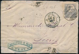 1874 Réznyomat 25kr, Friss Hibátlan Bélyeg Párizsba Küldött Levélen (175.000) (hiányos, Javított Boríték) - Other & Unclassified