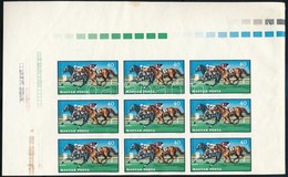 (*) 1971 Lósport 40f ívsarki Vágott Kilences Tömb Sárga Színnyomat Nélkül / Mi 2703 Imperforate Corner Block Of 9, Yello - Autres & Non Classés