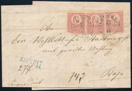 1871 3 X Kőnyomat 5kr (regiszterhajtás, Egy Bélyeg Sarokhibás) Ajánlott Levélen Kék "HIMESHÁZA" Bélyegzéssel (45.000 + G - Autres & Non Classés