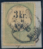 1850 3kr C.M. Naptárbélyeg Levélkivágáson, Postai Forgalomban Felhasználva "FIUME" Bélyegzéssel, RR! - Autres & Non Classés